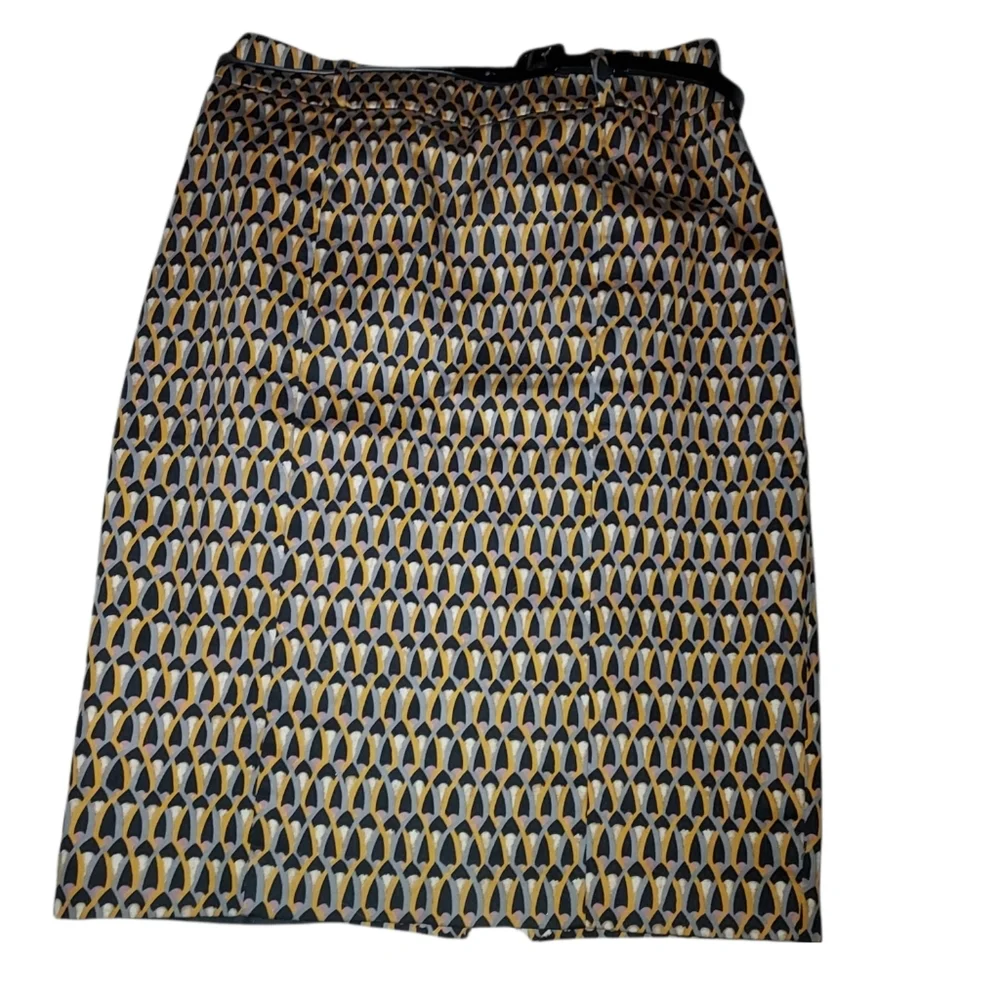 Mossimo Midi Skirt 6 Geometric  Pencil Orange Black Gray Dark Macadamia